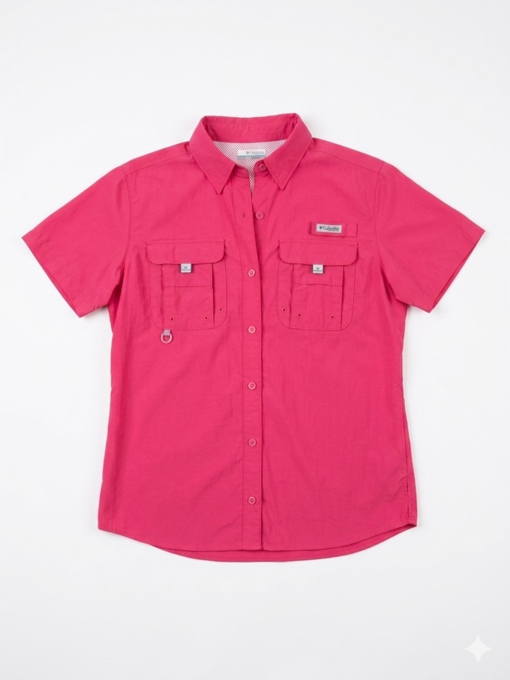 Columbia Hot Pink Short-Sleeve Button-Up Utility Outdoors Dry Fit - Picture 3 of 4